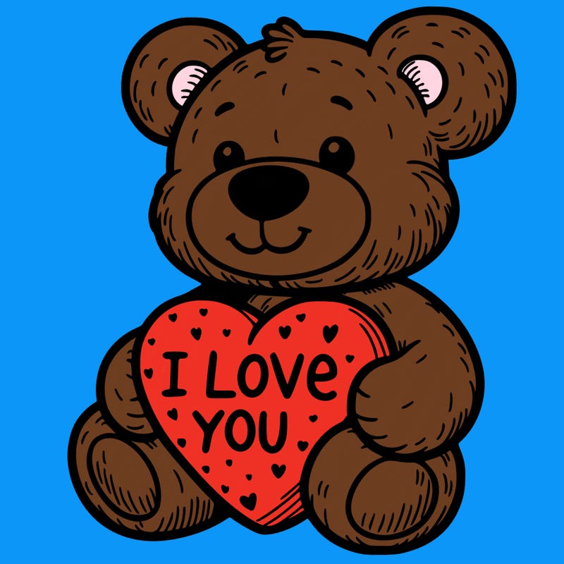 teddy bear holding an i love you heart