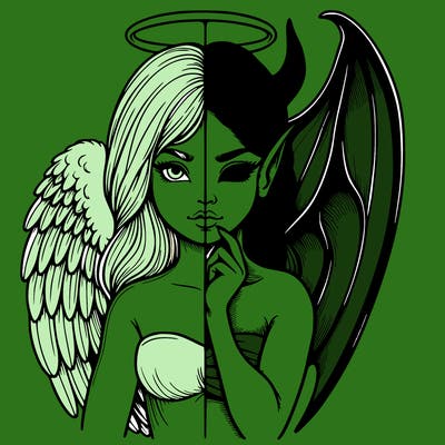 realistic angel half demon