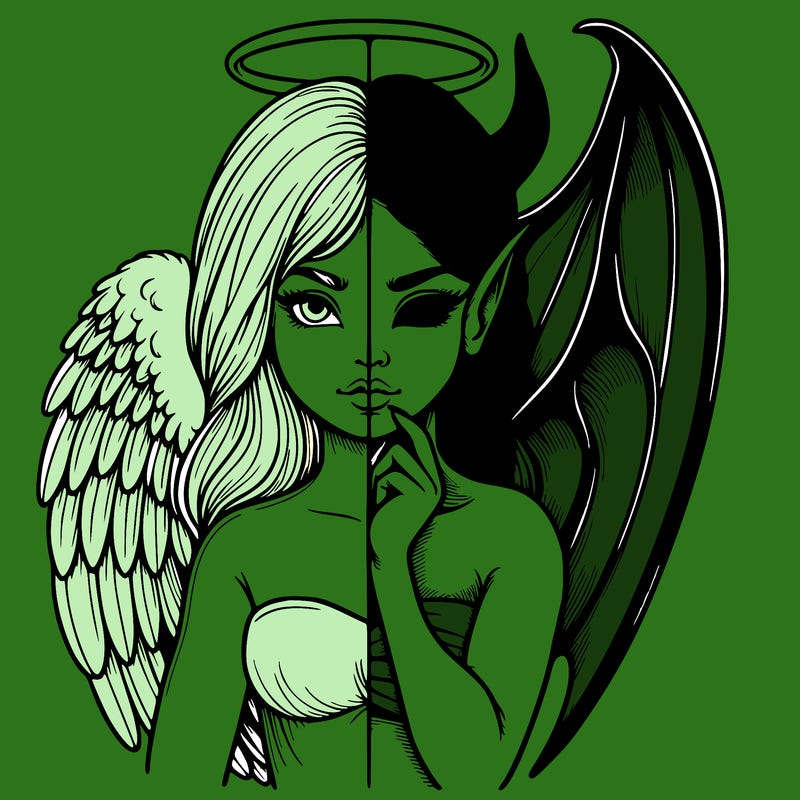 realistic angel half demon