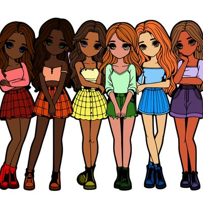 a group of girls realistic