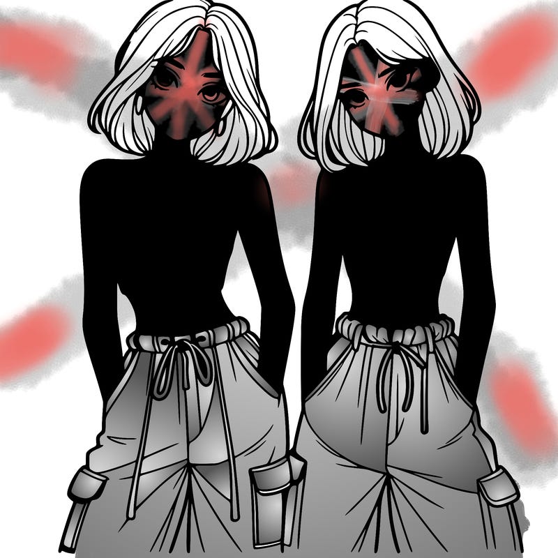 two girls with crop top with baggy pants