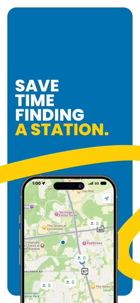 ValeroPay+ - ValeroPay plus app screenshot showing gas station locations on a map