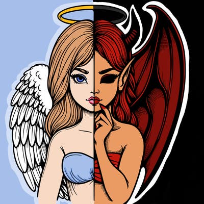 realistic angel half demon