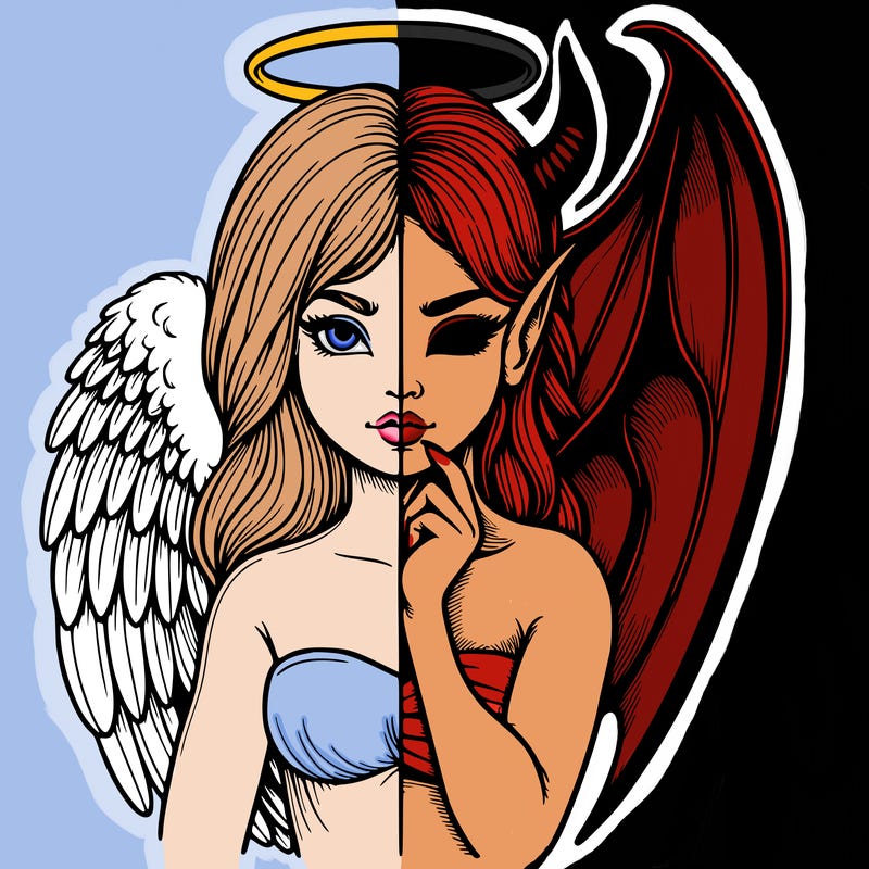 realistic angel half demon