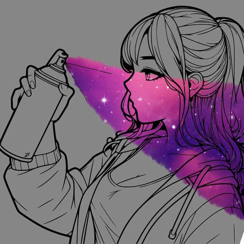 a realistic girl spray, painting