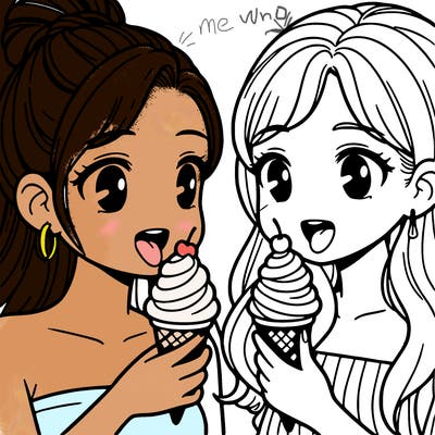 two woman eating ice cream