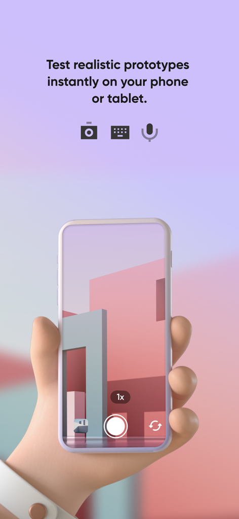 Uma pessoa testando um protótipo de aplicativo móvel realista em um smartphone usando o ProtoPie Player