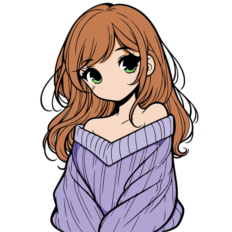 shy pretty girl wearing a sweater that is falling off one shoulder portrait