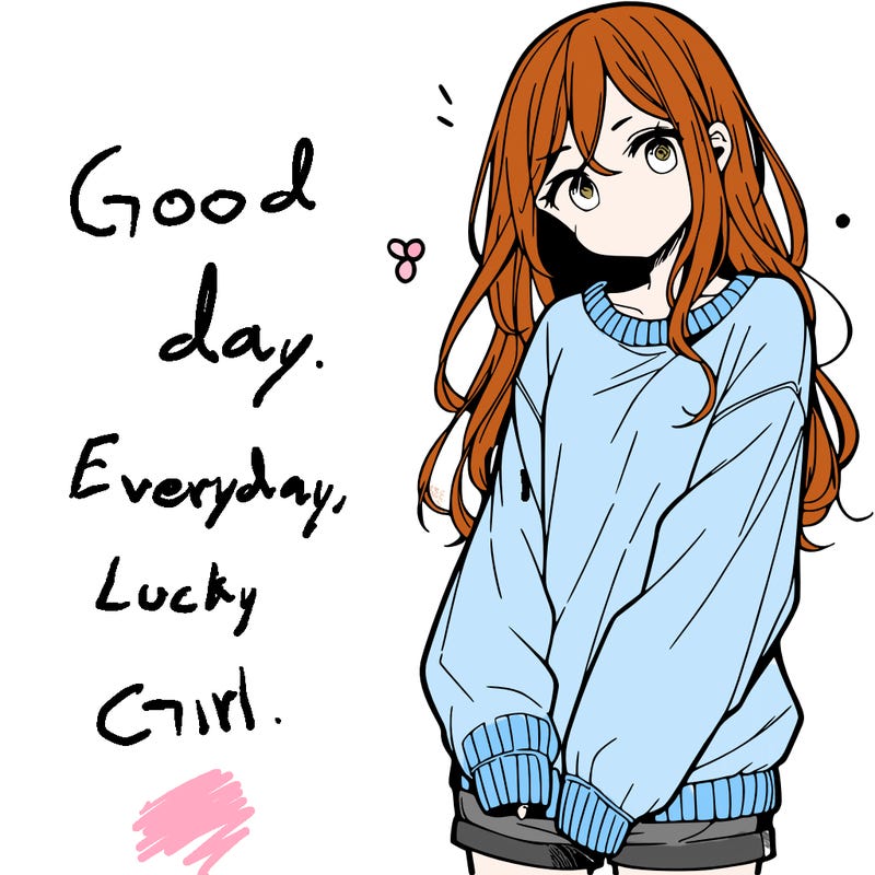 manga teen girl  in a sweater and baggy pants