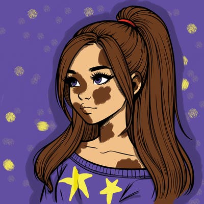 realistic girl with a high ponytail