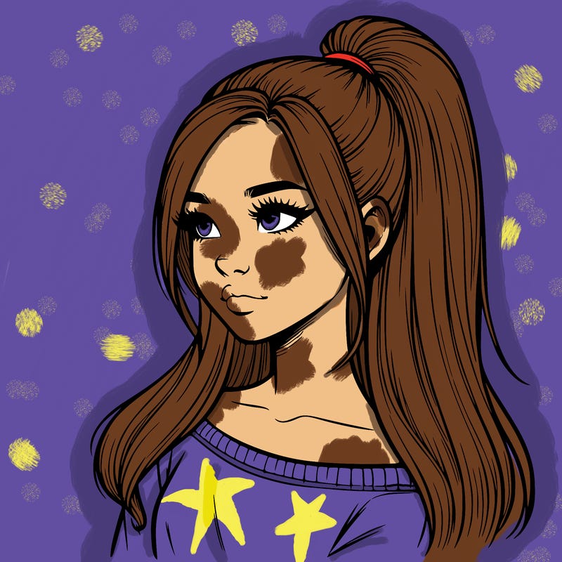 realistic girl with a high ponytail