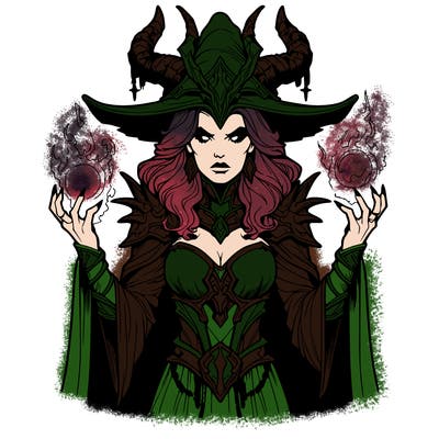 realistic evil sorceress fantasy chaos