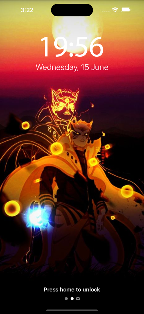 Anime Wallpaper Otaku HD - High definition Naruto Baryon Mode anime wallpaper displayed on an iPhone lock screen