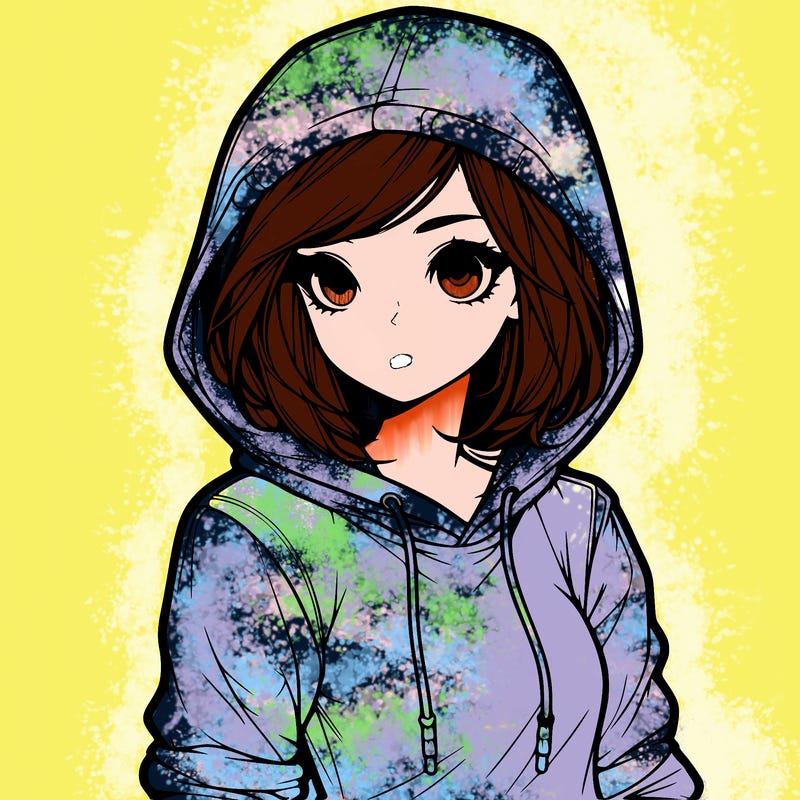 realistic girl with hoodie