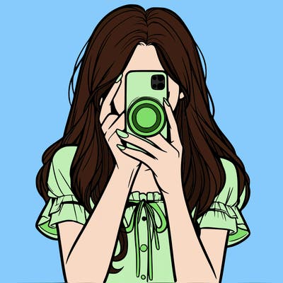 a realistic girl holding her phone taking pictures