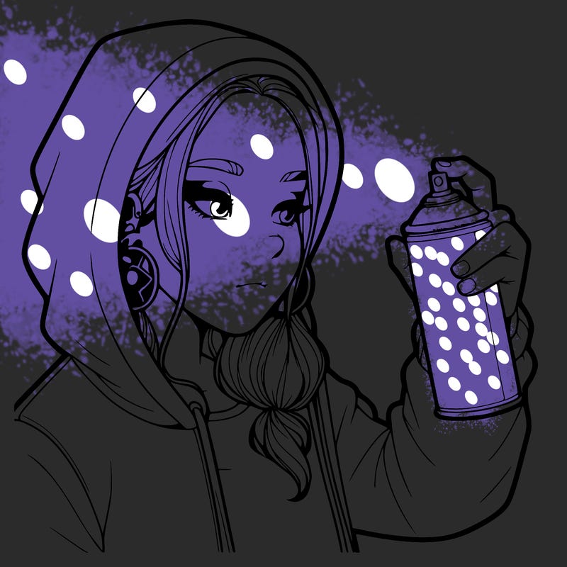 a realistic girl, spray painting