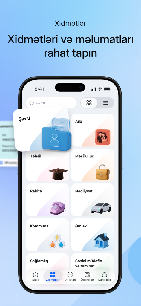 A interface do aplicativo mygov mostrando várias categorias de serviços governamentais com ícones coloridos.