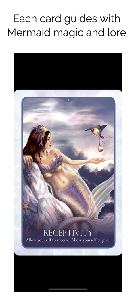Oracle of the Mermaids - Screenshot of the Oracle of the Mermaids app displaying the Receptivity card with mermaid artwork