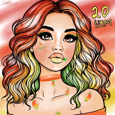 realistic girl with wavy hair and lips