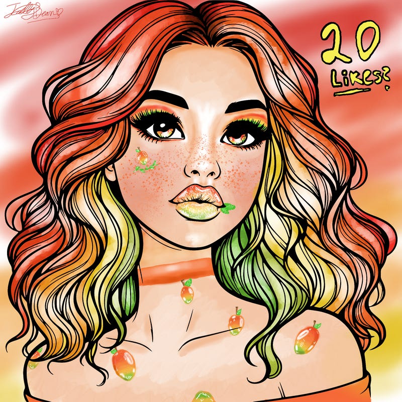 realistic girl with wavy hair and lips