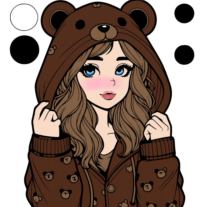realistic girl in a animal pjs hoodie