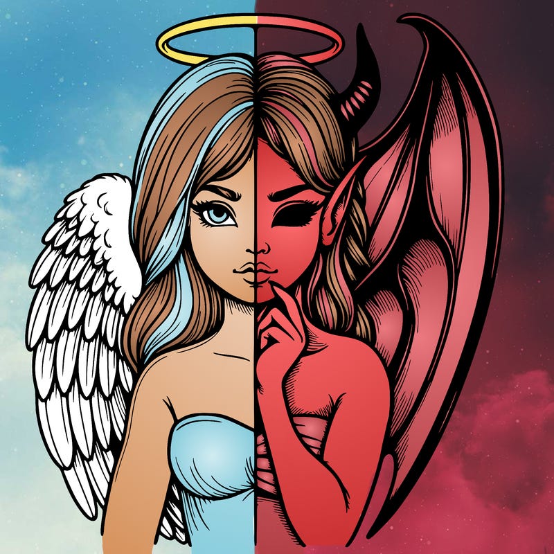 realistic angel half demon