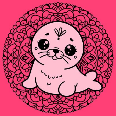 a cute baby seal mandala