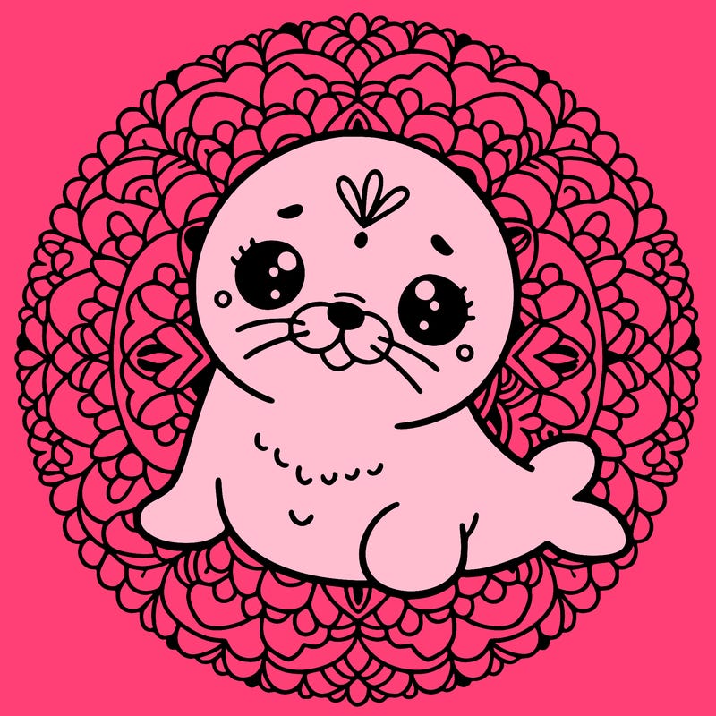 a cute baby seal mandala