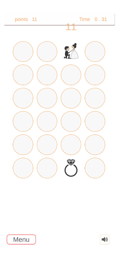 A memory matching game screen from Fit Brains Trainer featuring a wedding proposal and ring icons