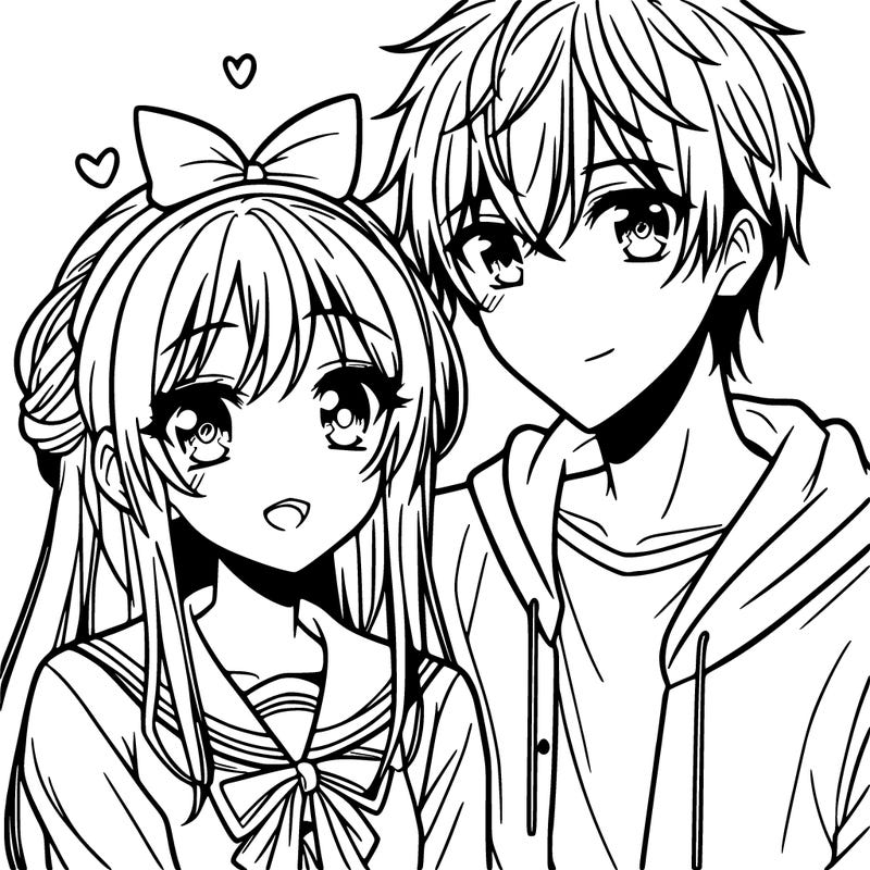 anime girl and a boy in love