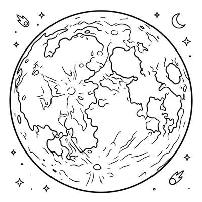 Journey to the Moon with this exciting coloring page featuring its famous Lunar Maria! Designed for kids aged 4-8, it offers an engaging way to learn about space.