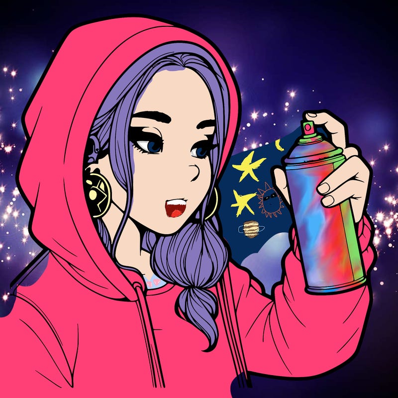 a realistic girl, spray painting