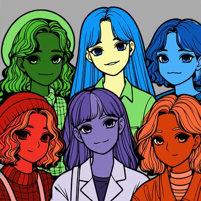 a group of realistic girls