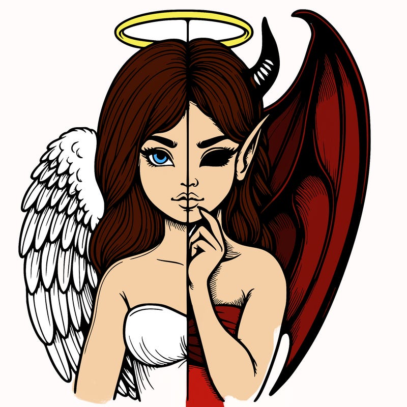 realistic angel half demon