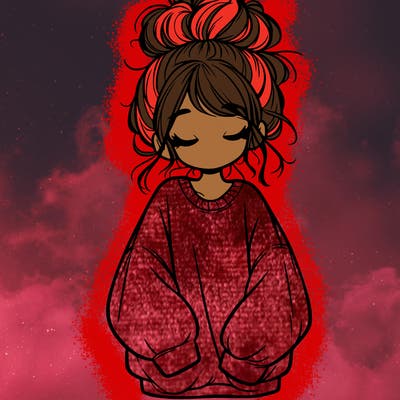 girl with baggy sweatshirt and messy bun