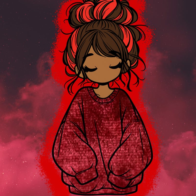 girl with baggy sweatshirt and messy bun