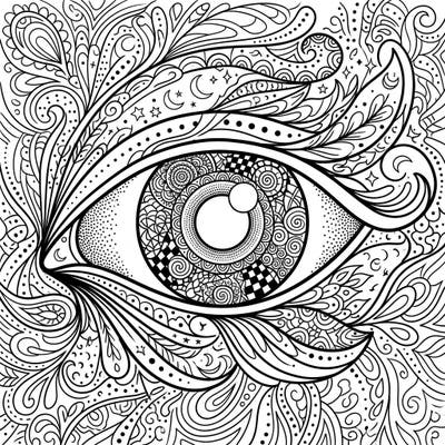 Explore the depths of creativity with this stunning Dot Work Eye Zentangle coloring page. Its intricate patterns and symbolic elements offer a truly meditative and rewarding artistic experience.