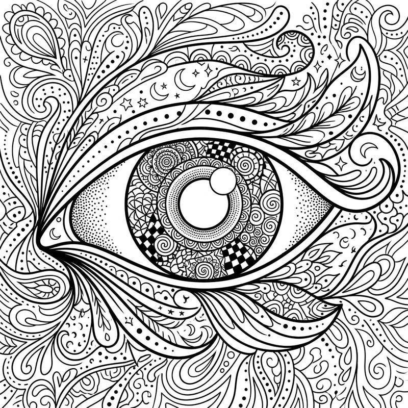 Explore the depths of creativity with this stunning Dot Work Eye Zentangle coloring page. Its intricate patterns and symbolic elements offer a truly meditative and rewarding artistic experience.
