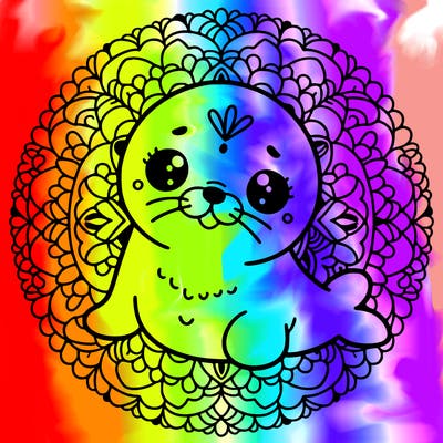 a cute baby seal mandala