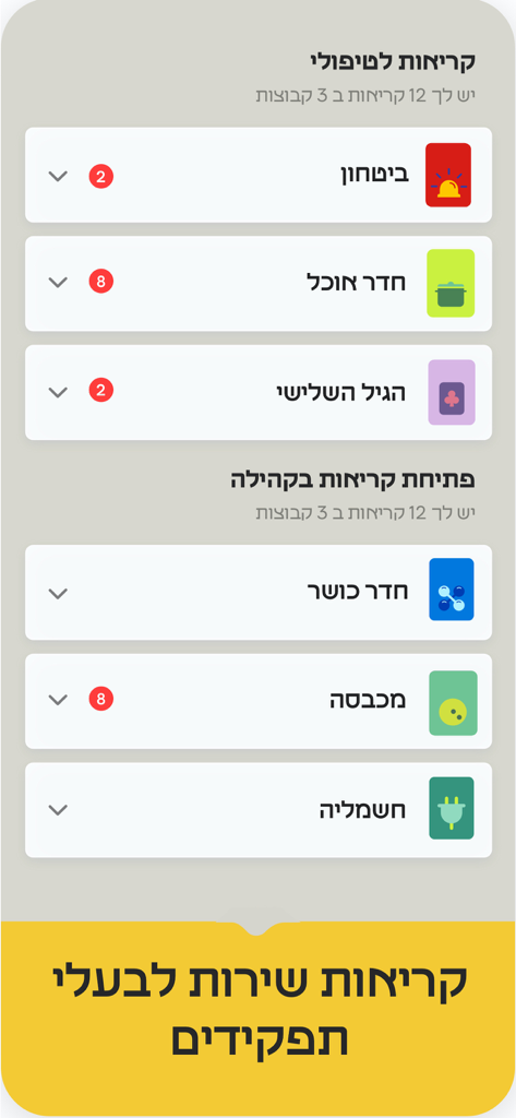 Mekome - Interface of the Mekome app showing various community service categories for reporting issues like maintenance and security