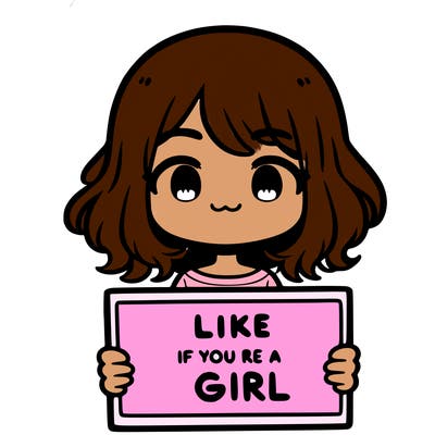 a cute girl holding a sign that says like if you’re a girl