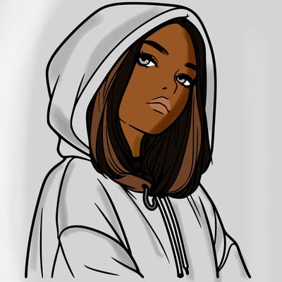 a realistic girl in a hoodie