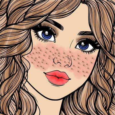 beautiful realistic girl close up to the camera with wavy hair,