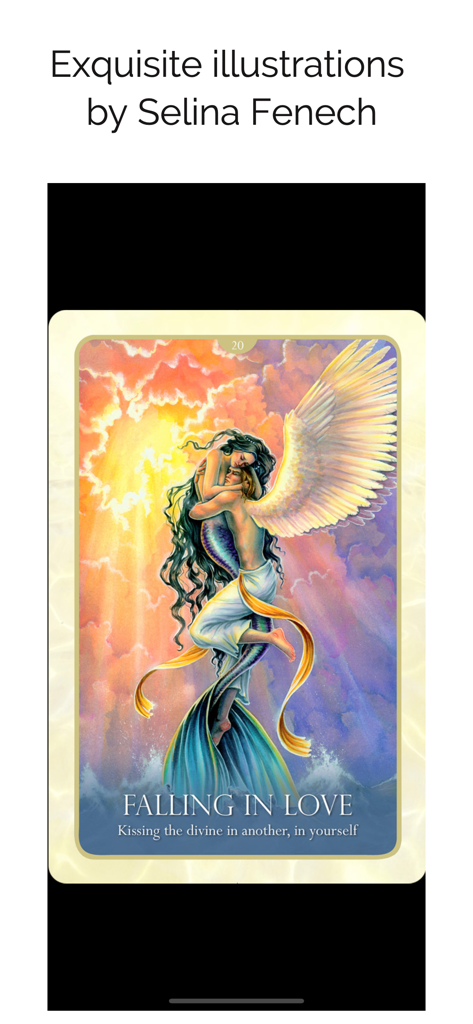 Oracle of the Mermaids - Falling in Love oracle card illustration by Selina Fenech featuring a mermaid and an angel