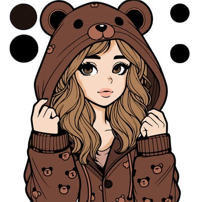 realistic girl in a animal pjs hoodie