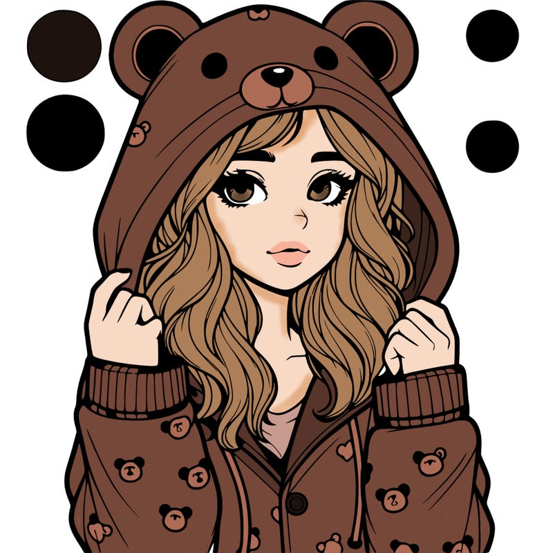 realistic girl in a animal pjs hoodie