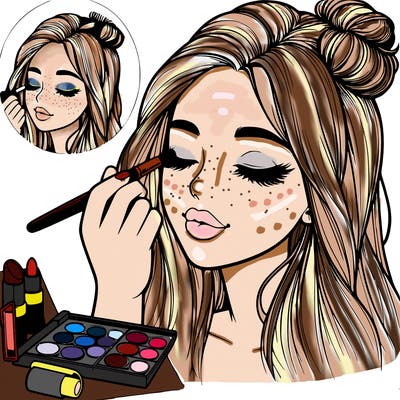 realistic girl doing makeup
