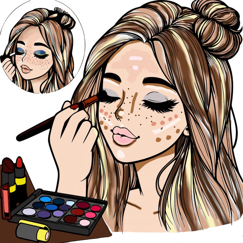 realistic girl doing makeup