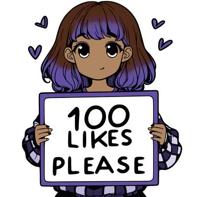 a girl holding a sign saying 100 likes please