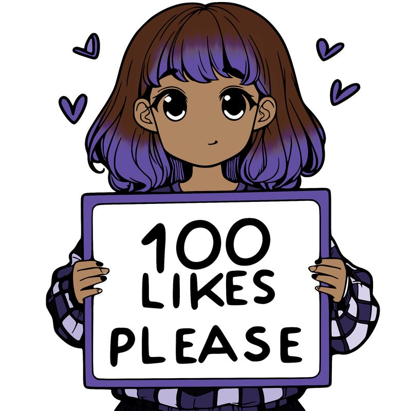 a girl holding a sign saying 100 likes please